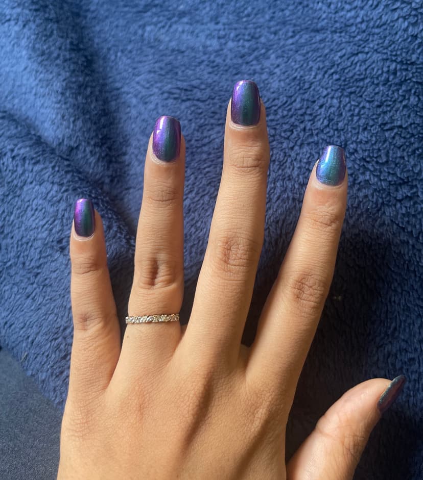 Image of blue purple double-tone manicure